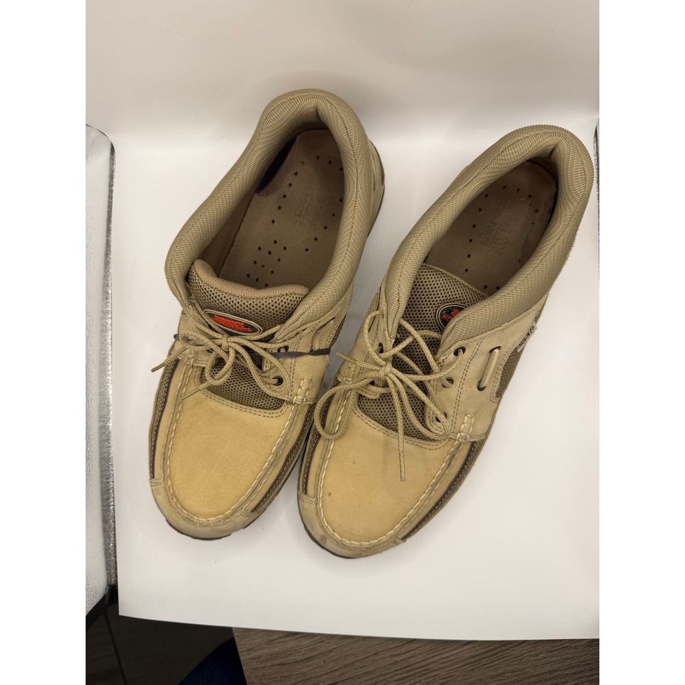 Rocky Hydro-Ports Mens 14 M Tan Leather Mesh Boat Shoes Moc Toe Oxfords 4612 - Picture 2 of 10